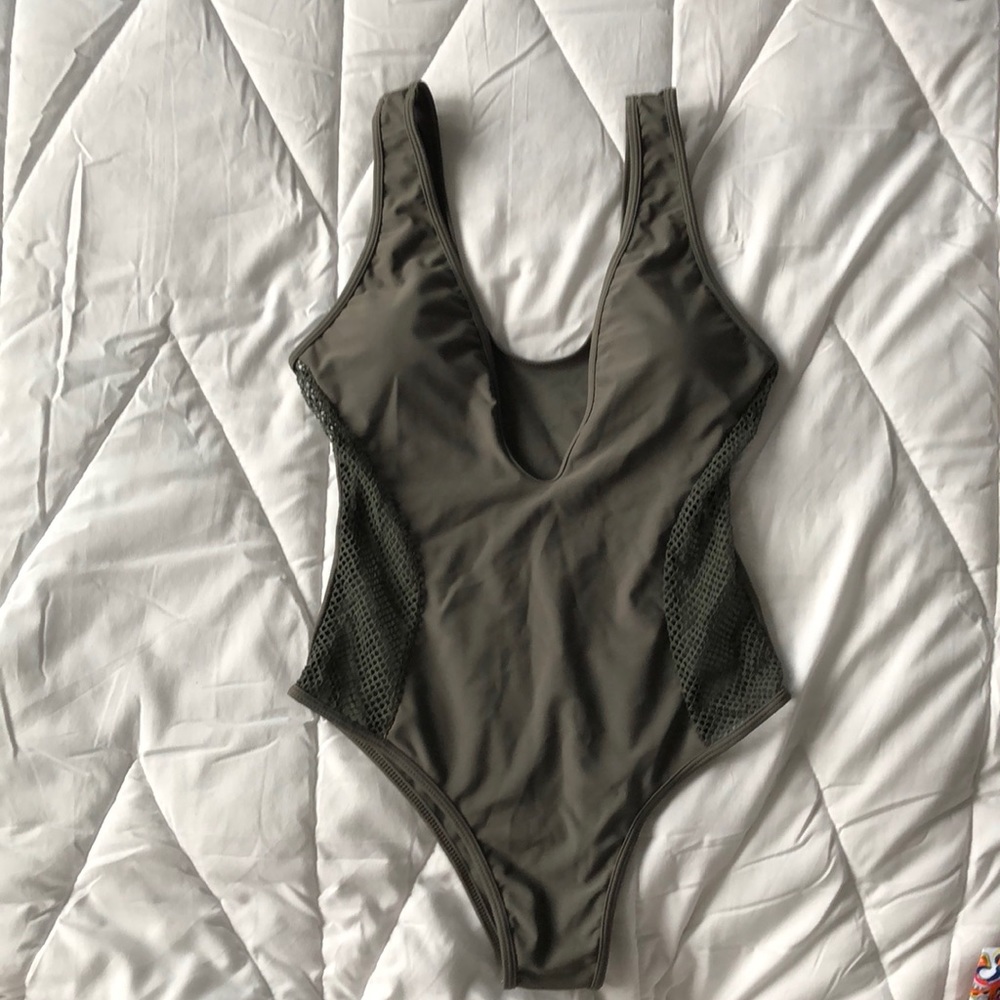 Camo green one piece bathing suit